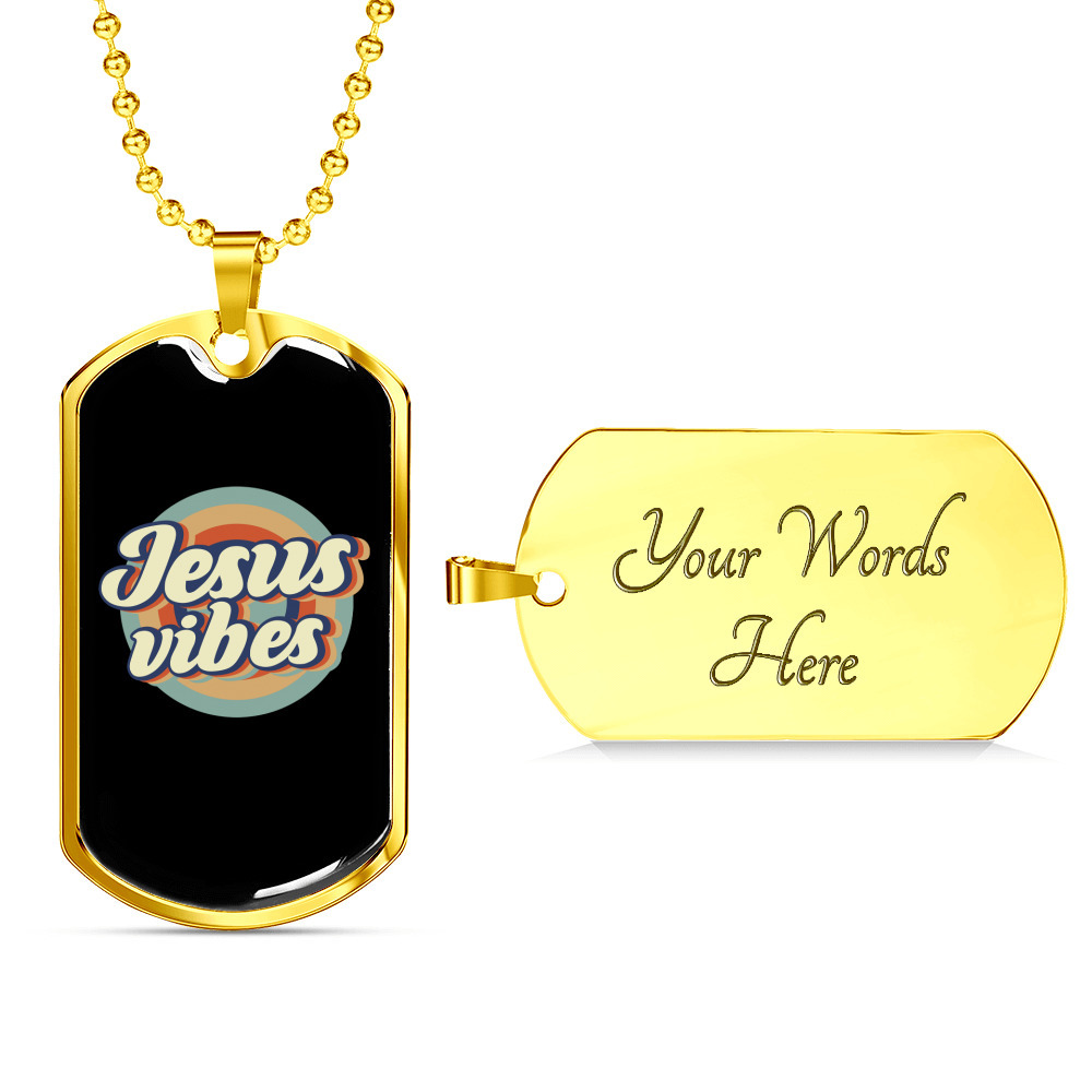 Jesus Vibes Christian Necklace Stainless Steel Or 18k Gold Dog Tag 24 Chain 67$